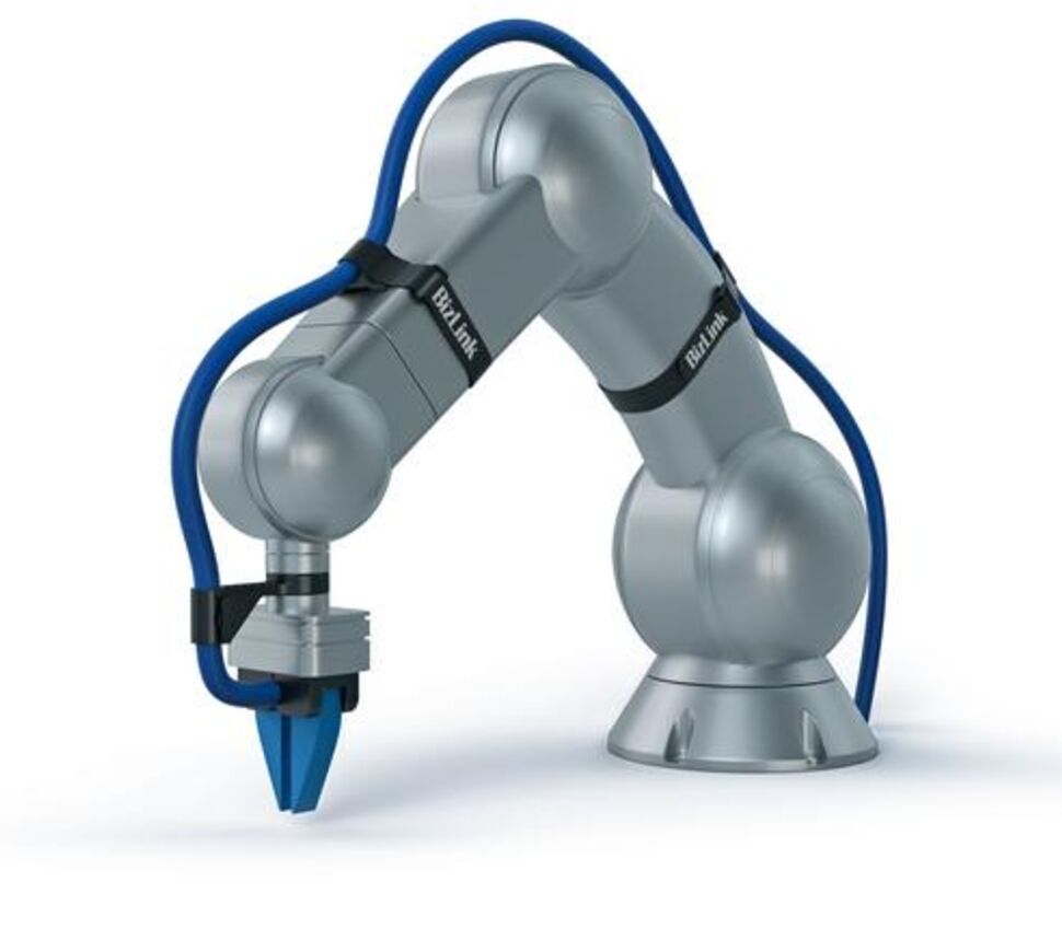 Silhouette of a collaborative robot with BizLink B-Flex cable managment system