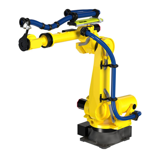 Yellow FANUC R2000iC/125L robot with complete system example, LSH dresspack