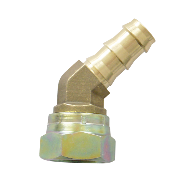 Brass fittings, 45° angled for installation of polyurethane industrial hoses