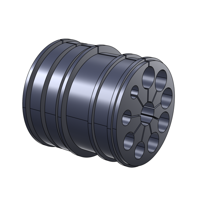 Black cable star with holes for robotic cable management system