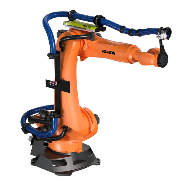 Robot KUKA series 2010, Quantec, with LSH dresspack, a complete system example.