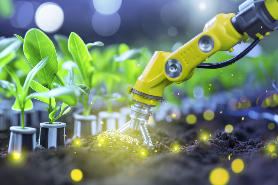 weeding and mowing - agricultural robot in crop harvesting