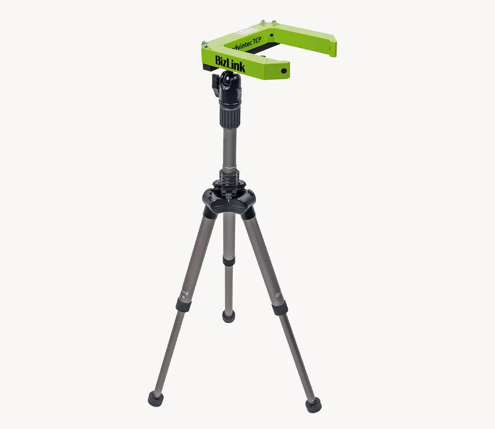 Green advintec TCP sensor for robotic tool calibration on a tripod for mobile measurement