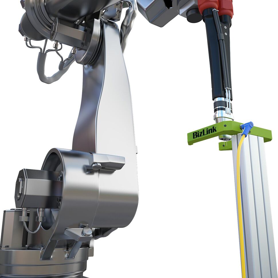 Silver robot showing advintec TCP robotic tool measurement of tandem torch